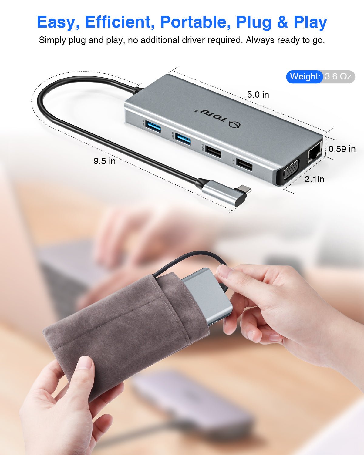 TOTU 12-in-1 Right Angle USB-C Docking Station - TOTU
