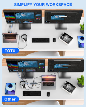 TOTU 13-in-1 Triple Display Docking Station/Laptop Stand - TOTU
