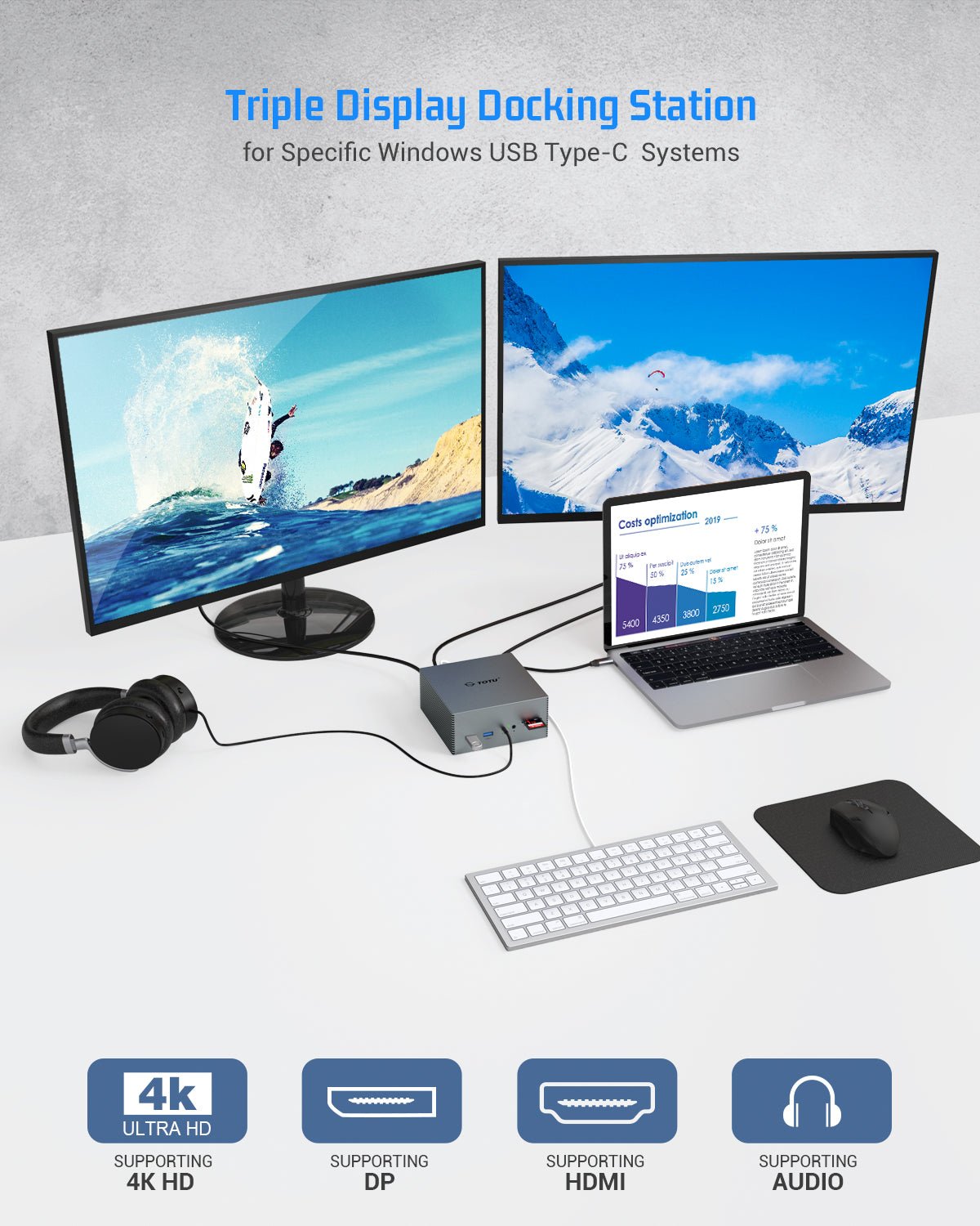 TOTU 16-in-1 Triple Display USB-C 3.1 Docking Station - TOTU